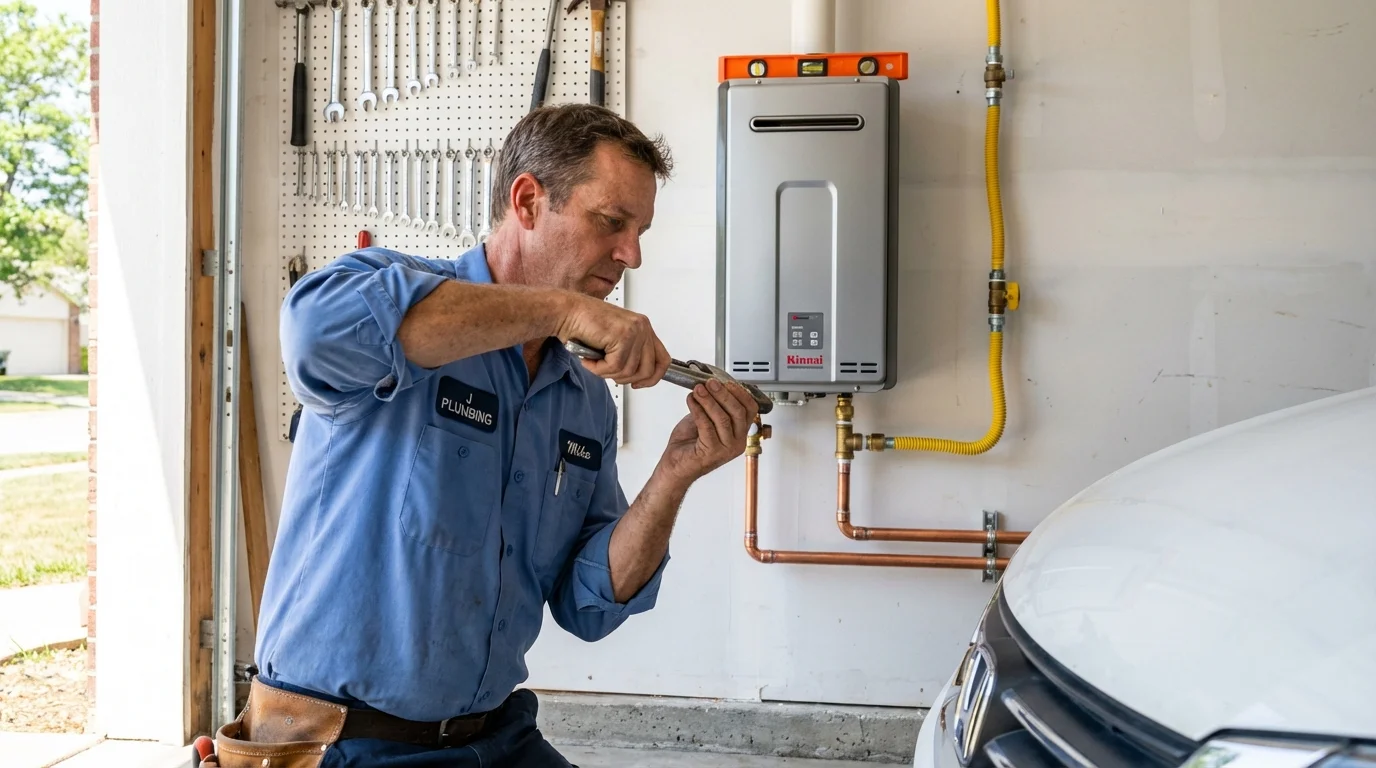 Tankless water heater installation by a Johns Plumbing LLC plumber in Los Alamos